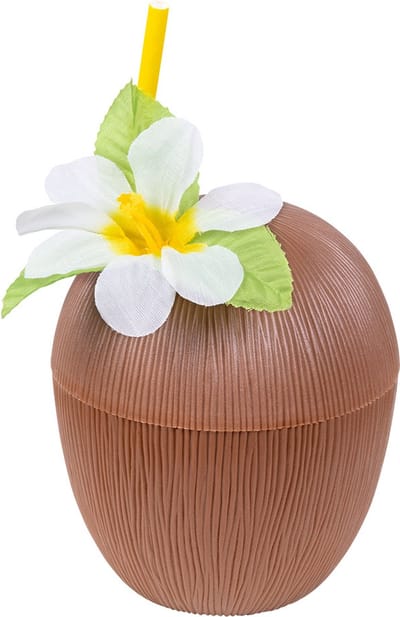 Boland - Beker Kokosnoot met rietje - Tropisch - Hawaii - Themafeest - Tuinfeest