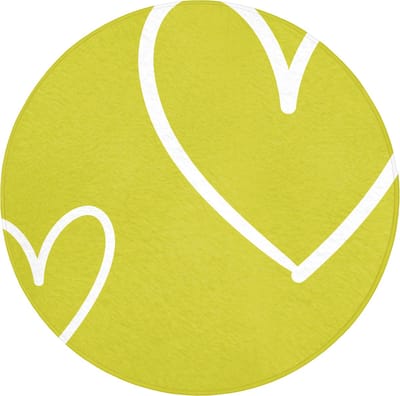 WC mat rond 70x70 cm - Antislip - Groen - Hartjes - Wit - Toiletmat - Vloermat - Douchemat - Toilet tapijt - Toiletmatten
