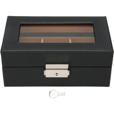 Horlogedisplayhouder Stijlvol Licht Luxe 3 Sleuven Afsluitbare Stofvrije Horlogekoffer met Glasplaat gray