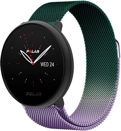 Strap-it Luxe Milanese bandje - geschikt voor Polar Ignite / Ignite 2 / Ignite 3 / Unite / Pacer - paars/groen