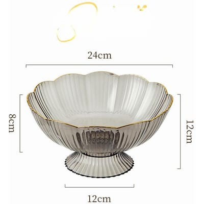 Licht Luxe Gouden Rand Afdruip Fruit Schaal Bloemvorm Grote Capaciteit Plastic Schaal Huis Woonkamer Snack Schaal Gedroogd Fruit Schaal no specification white