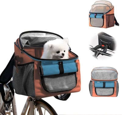 Fietsmand Huisdier - Draagtas - Samen Reizen - 3-in-1 Ontwerp - 37x27x40 cm - Oranje