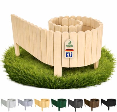 Floranica houten borderrand flexibel 10 x 200 cm natuurkleur rollborder houten tuinhek palissade voor tuin