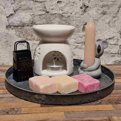 Koala Geurzakjes Cadeauset Rond Roze - Amberblokjes, Zwarte rasp, Grijze schaal - BijJolan - Giftset - Woonaccessoires