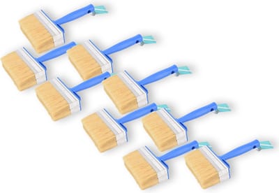 Voordelige Schilderkwastenset - 9-Delig - Plat en Blokkwast - Geschikt voor Water- en Oliebasis - Plastic - Blauw - Afmetingen: 23x14x4cm - Ideaal voor Diverse Verfklussen