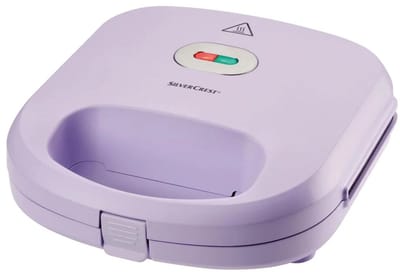 Silvercrest Kitchen Tools Wafelijzer - Lila - Vermogen: 750 W - 3-in-1: belgische wafels, wafel met motief, donuts - Platen met hoogwaardige antiaanbaklaag - Baklampje met indicatielampje - met verwisselbare platen - Motiefwafels - Antiaanbaklaag