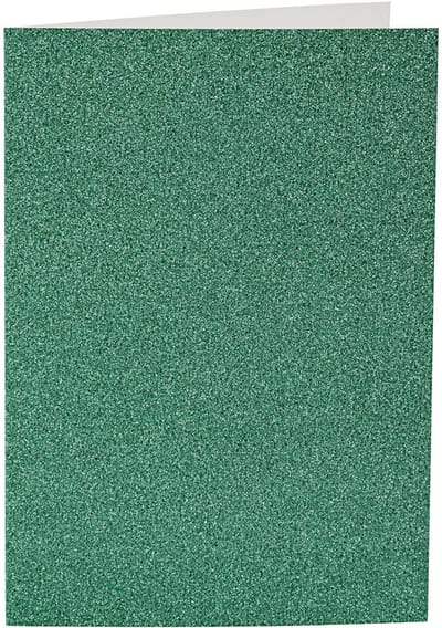 Kaarten en enveloppen, afmeting kaart 10,5x15 cm glitter, 110+250 gr, groen, 4 set