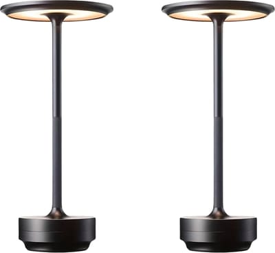 2x DreamGoods Oplaadbare Tafellamp - Draadloos & Dimbaar - Touch Bediening - voor Binnen & Buiten - Oplaadbaar - Tafellamp op Batterijen - Accu - Tafellampen zonder Snoer - Decoratie Woonkamer, Slaapkamer & Tuin - Tafel lamp - Industrieel - Zwart