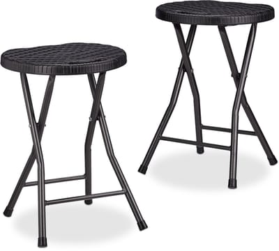 krukje inklapbaar BASTIAN - set van 2 - kunststof - binnen - buiten - 45 cm hoog - zwart