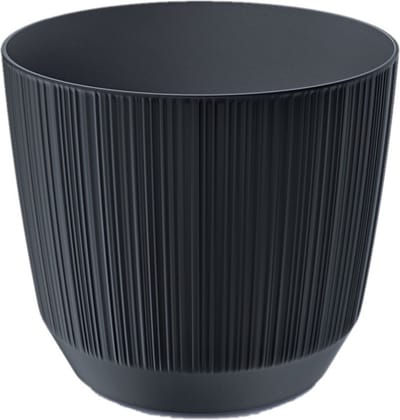Prosperplast Plantenpot - stripe - antraciet grijs - kunststof - D20xH17 cm - voor binnen/buiten