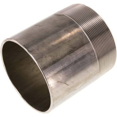 R 4'' Buitendraad x 114.3mm RVS Pijpnippel met Las uiteinde 20 Bar DIN 2982 - 120mm - FL2S-MS-ST-400R-114P3-120L