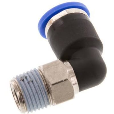 6mm x R1/8'' 90 graden L-verbinding Messing/PA 66 Insteekfitting Buitendraad Kort Draaibaar NBR [2 Stuks]
