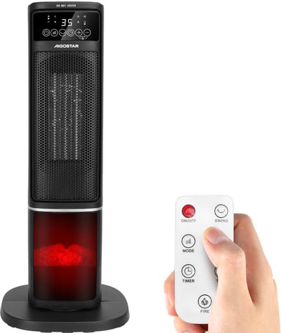 Aigostar Ayden - Elektrische Kachel - met Schoorsteen Simulatie - Keramische verwarming - 2000 Watt - Met Afstandsbediening - Zwart