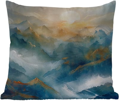 Tuinkussen - Abstract - Landschap - Bergen - Blauw - Modern - 40x40 cm - Weerbestendig