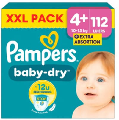 Pampers Baby Dry Luiers Maat 4+ (10-15 kg) - 2 x 56 stuks - Voordeelverpakking
