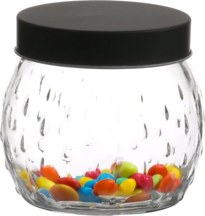 Urban Living Voorraadpot/bewaarpot Mora - 1.2L - glas - zwart - D13 x H15 cm