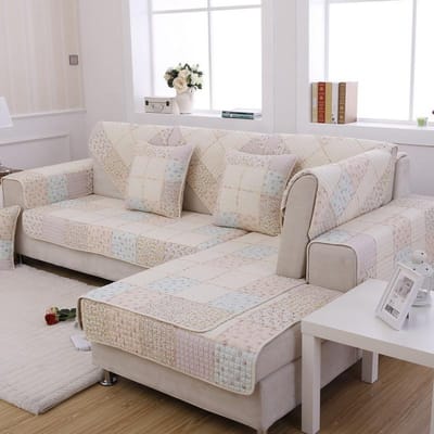 Koreaanse Patchwork Kleine Bloemen Ruitjes Bankkussen Vier Seizoenen Dubbelzijdig Katoen Bedrukt Antislip Bankkussenhoes 40*60