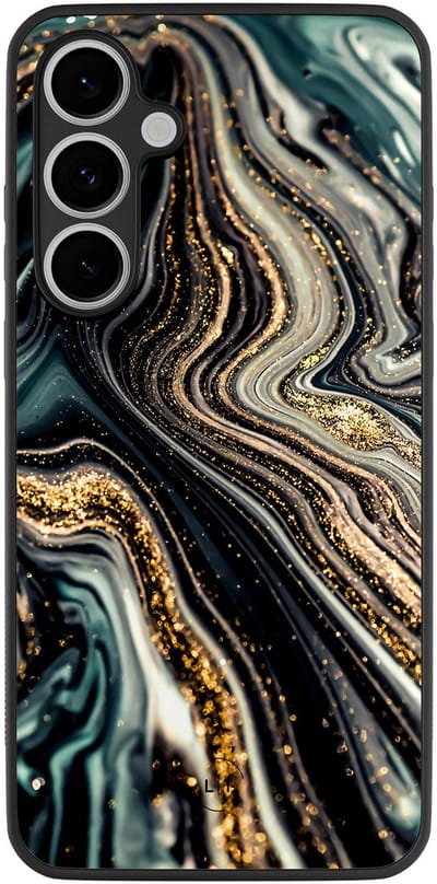 Leuke Telefoonhoesjes - Hoesje geschikt voor Samsung Galaxy S24 FE - Marmer swirl - Backcover zwart - Marmer - Multi