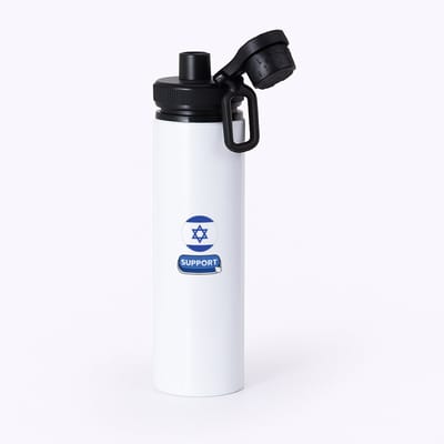 Hacebo® - Support Israël waterfles met draaidop zwart - Israël - mensen die liefde willen geven aan Israel - degene die van Israël houden - supporten - oorlog - verjaardagscadeautje - gift - geschenk - kado - water fles - 850ML