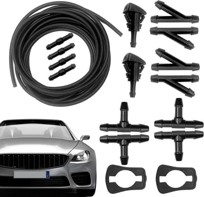 Slangset Ruitensproeier - Wasslang Accessoires - Voorruit Reinigen - Universele Compatibiliteit - 5 Meter Slang - Zwart
