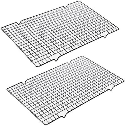 Dailygoods- Koelrek - 2 Stuks - Roestvrij Stalen Draadlade - Taartrooster - Koekjesdroogrek - Geschikt voor Bakplaat en Broodrooster Oven - 16" x - Bakrek