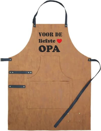 Schort luxe voor de liefste opa | vaderdag cadeau | vader cadeautjes | papa | Leer