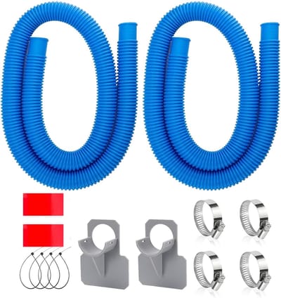 Zwembadslang Set - 14-delige Zwembadslangenset - 32mm - 2 Stuks Slangen van 1m - met Bevestigingsmateriaal en Klemmen - Slang Zwembad Flexibel - Universele Filter Slangen voor Buiten Zwembaden - blauw