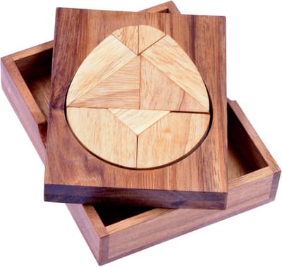 Houten Tangram Legpuzzel met Ronde Vormen voor Uren Plezier