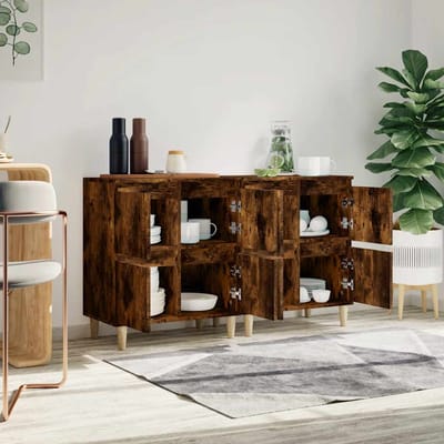 vidaXL - Dressoirs - 2 - st - 60x35x70 - cm - bewerkt - hout - gerookt - eikenkleurig