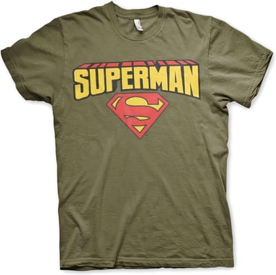DC Comics Superman Heren Tshirt -S- Blockletter Logo Groen