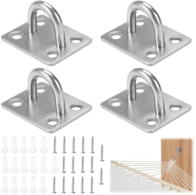 Dailygoody - Oogplaten set - Robuuste oogplaten - 304 roestvrij staal - 46 mm x 37 mm - Stabiliteit en duurzaamheid - Geschikt voor wandhaken, netten ..
