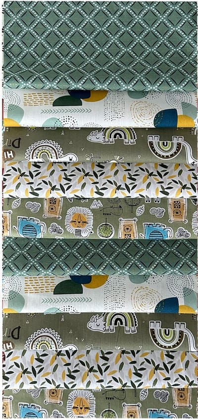 BINK Bedding - 10 lapjes - Quilt Patchwork - Khaki Groen - 25 x 25 cm - Set = 10 lapjes - 100% katoen