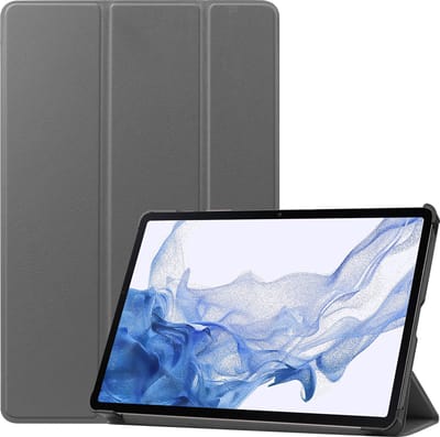Hoesje - Geschikt voor Samsung Galaxy Tab S8 Plus - Dun & Stevig - Hardcover Book Case - Trifold Bookcase Hoes - Hard Cover - Tablethoes - Grijs