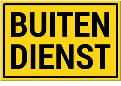 Buiten dienst bord | gecoat dibond materiaal | 18 x 12 cm