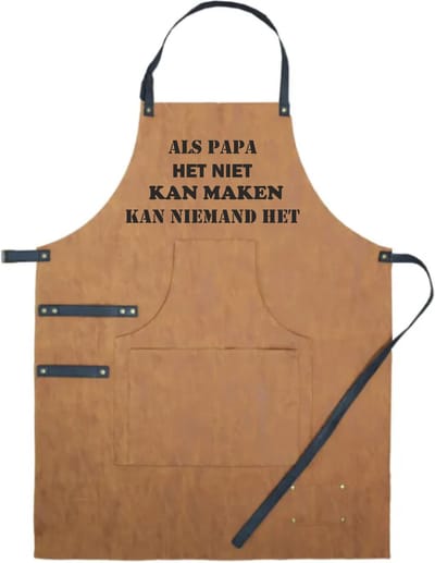 Schort luxe als papa het niet kan maken kan niemand het | vaderdag cadeau | vader cadeautjes | papa | Leer