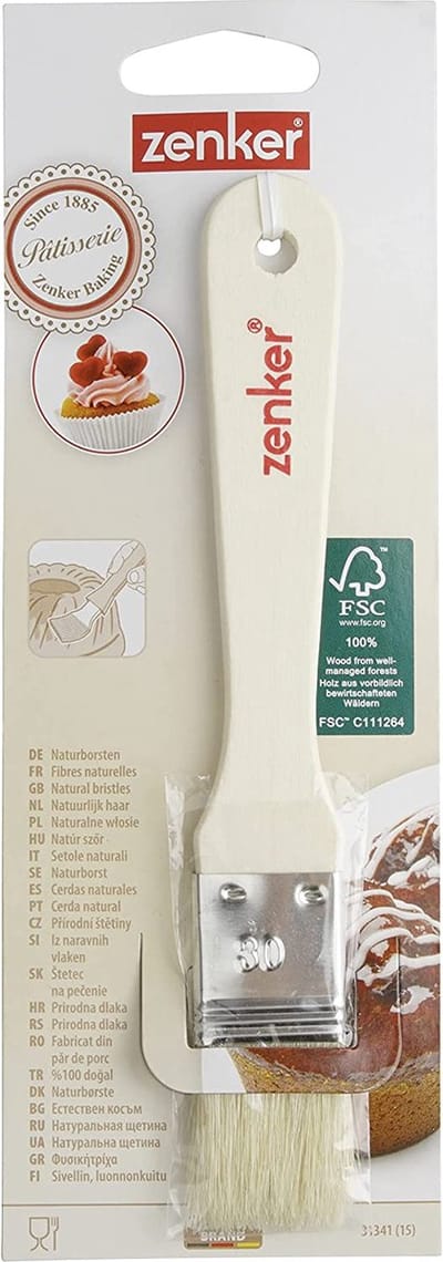 Gebakborstel met houten handvat, keukenborstel, Voedselborstel, FSC-hout, 18,5 x 2,5 cm