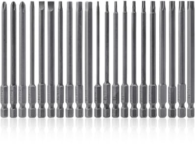Ynkkvre - embouts - 21-delige magnetische schroefbitset 100 mm lang – Torx T6-T40 – zeskant 3-6 mm – Phillips PH2 – plat 4-6 mm – 1/4" zeskant schacht – S2 staal
