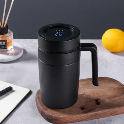 Tasse de bureau intelligente en acier inoxydable, tasse cadeau d'affaires pour bureau, tasse cadeau à double paroi sous vide avec anse 500ml