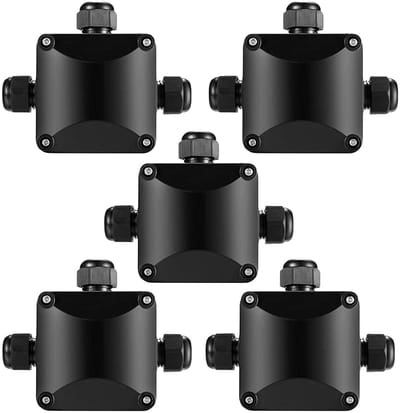 Set van 5 waterdichte aansluitdozen – T-connector kunststof kabelconnectoren voor buiten – geschikt voor LED-straatverlichting en grondspots – Zwart