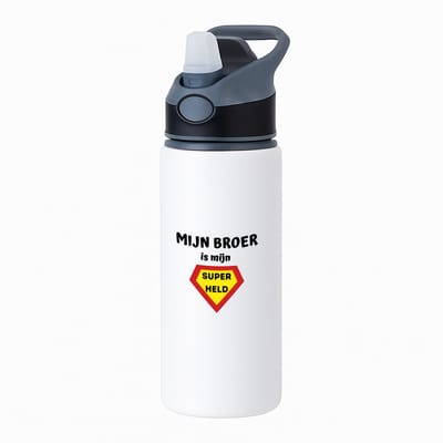 Hacebo® - mijn broer is mijn superheld waterfles met rietje zwart - Broer - super broer - verjaardag - cadeautje voor broer - broer artikelen - kado - geschenk - water fles - 650ML