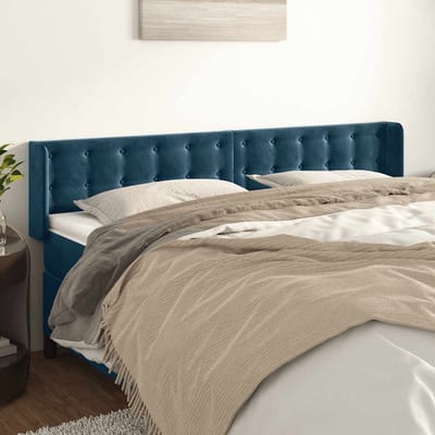 vidaXL - Hoofdbord - met - randen - 163x16x78/88 - cm - fluweel - donkerblauw