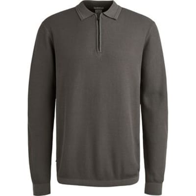 Polo Shirt Lange Mouw Cast Iron Longsleeve Half-Zip Polo Structure Antraciet