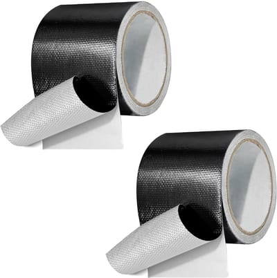 Tent Tape - 2 Stuks - Reparatietape - 500 x 8 cm - Waterdichte Afdichtingstape - Reparatietape voor zeildoek - Zelfklevend - Glasvezelreparatietape - Reparatiedoek - Sterke Lijm - Voor luifel, zeil, boothoezen en tenten - Lekkage Tape - Zwart
