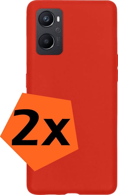 Hoes - 2 Stuks - Geschikt voor OPPO A76 - Sterk & Shockproof - Case Siliconen - Back Cover - Telefoon Hoes - Rood