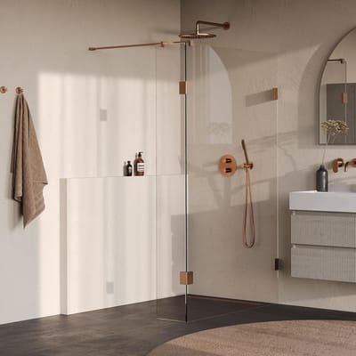 Brauer Void - Inloopdouche - Helder Glas - 120 x 200 cm - met Zijwand 40 cm - incl. Glascoating - PVD Koper Geborsteld