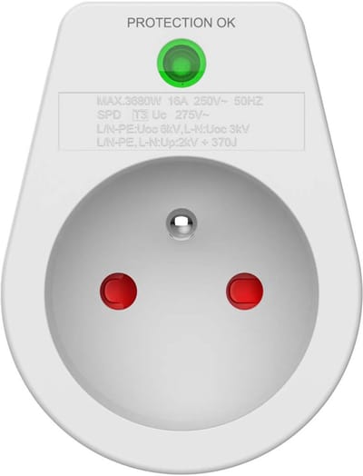 Force Case, Bliksemafleider contactdoos 1 stopcontact Type E - Bescherming 310J, Wit
