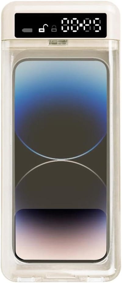 Telefoon Kluis - Tijdslot Box - Zelfbeheersing Oefenen - Transparant Ontwerp - 21.5 cm Lengte - Beige