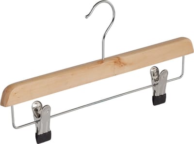 De Kledinghanger Gigant - Knijperhanger - Kinderen - 7107BA - 50 Stuks - Lotushout - Naturel Gelakt - Verschuifbare Anti-slip knijpers - 34 cm - Rokhanger - Broekhanger - Pantalonhanger - Kinderhanger (7107BA/50)