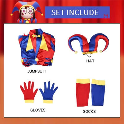 Het Verbazingwekkende Digitale Circus Pomni Cosplay Kostuum Volledige Set Carnaval Uniform Halloween Feest Maskerade voor Vrouwen Spel S red