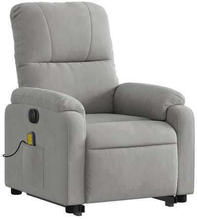 Massagestoel - Relaxfauteuil - Zetel - Sta op stoel elektrisch - Stof - 1 persoons - Met armleuning - Zeer comfortabel - Elektrisch - Lichtgrijs